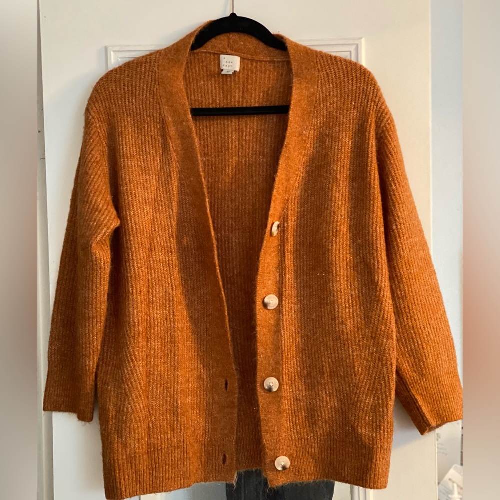 Rust Orange A New Day Cardigan Sweater, size XS